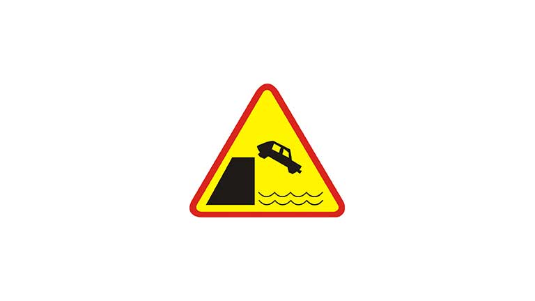Znak A-27. Nabrzeże lub brzeg rzeki.