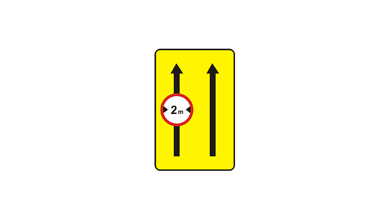 Znak F-22. Ograniczenia na pasie ruchu