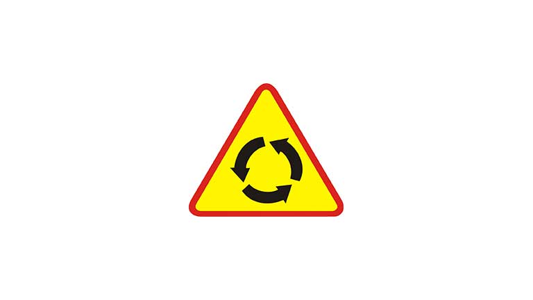 Znak A-8.	 Skrzyżowanie o ruchu okrężnym