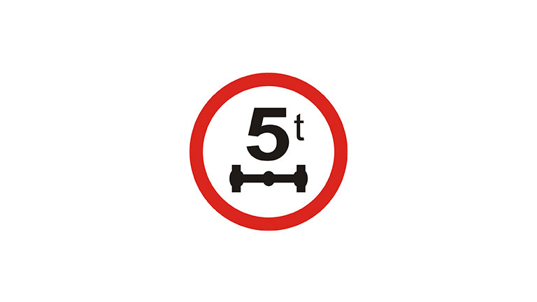 Znak B-19. Zakaz wjazdu pojazdów o nacisku osi większym niż ... t.