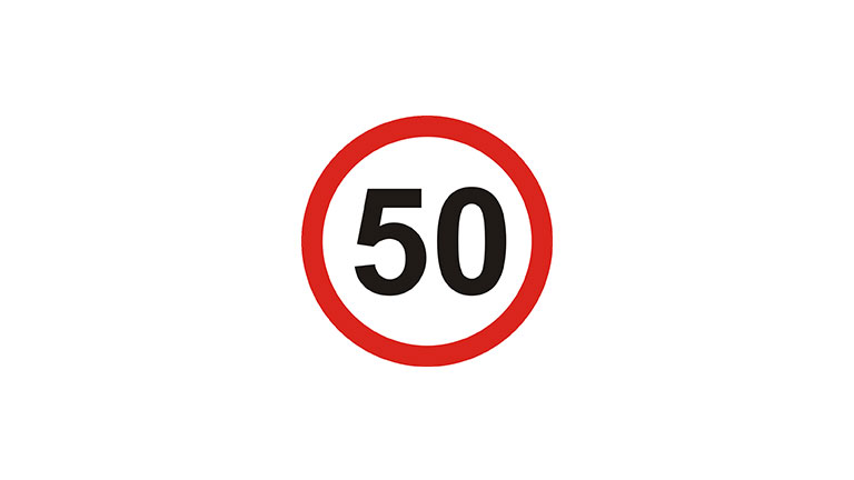 Znak B-33. Ograniczenie prędkości.