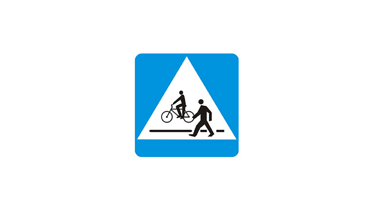 Znak D-6b. Przejście dla pieszych i przejazd dla rowerzystów.