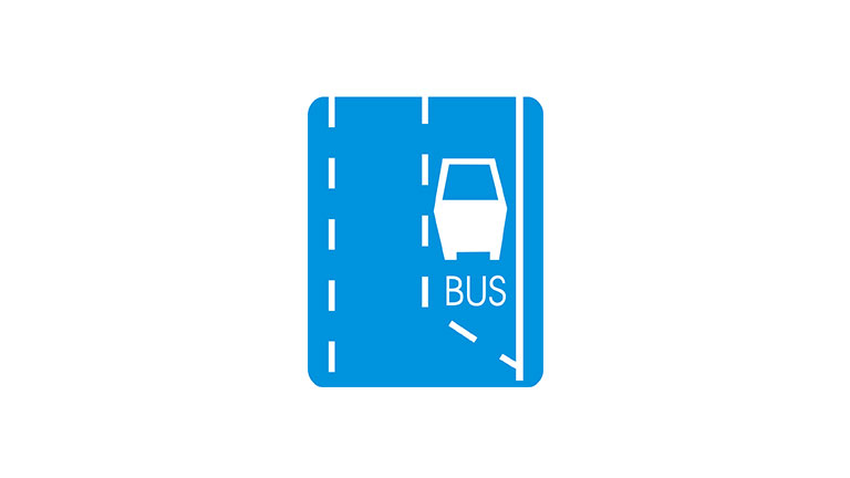 Znak D-11. Początek pasa ruchu dla autobusów