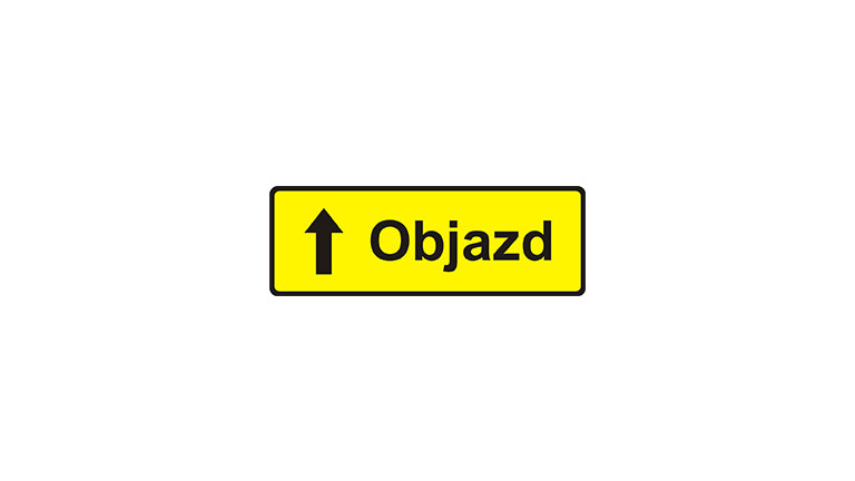 Znak F-9. Znak prowadzący na drodze objazdowej