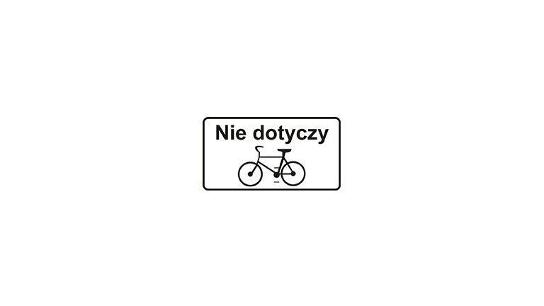 T-22: tabliczka wskazująca, że znak nie dotyczy rowerów jednośladowych