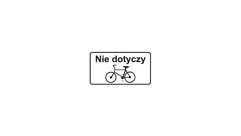 T-22: tabliczka wskazująca, że znak nie dotyczy rowerów jednośladowych