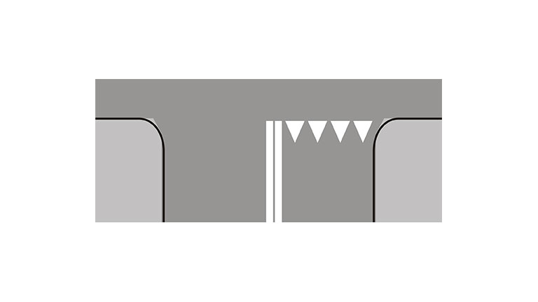 Znak P-13. Linia warunkowego zatrzymania złożona z trójkątów
